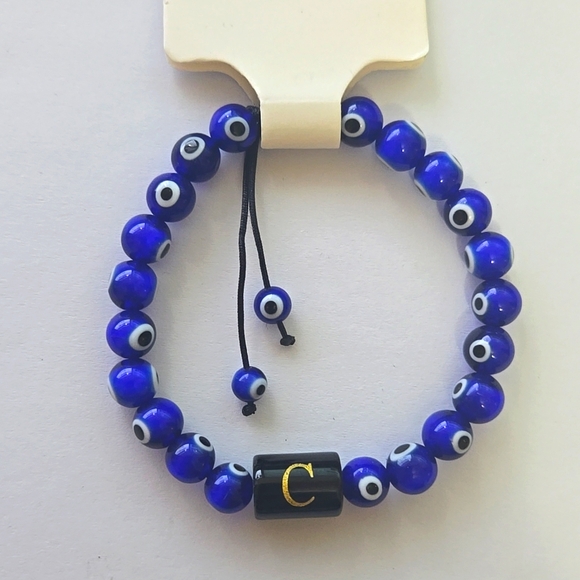 Evil Eye Gem Stone Bracelet Letter C - Picture 1 of 1